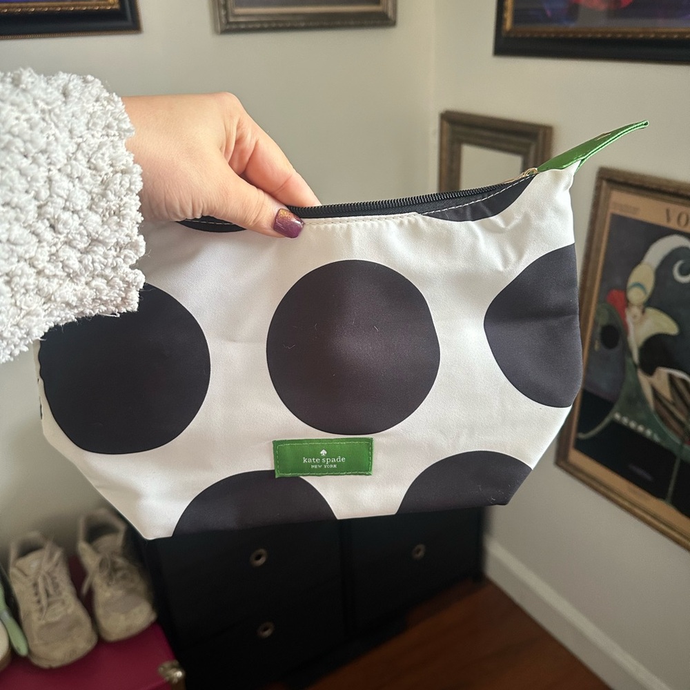 Kate Spade Black and White Polka Dot Cosmetic Bag